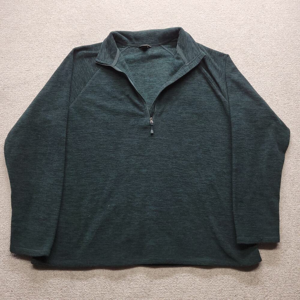 Eddie Bauer Womens XL Quarter Zip Pullover Fleece Sweater Dark Green Outdoor